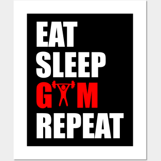 eat sleep gym repeat Posters and Art